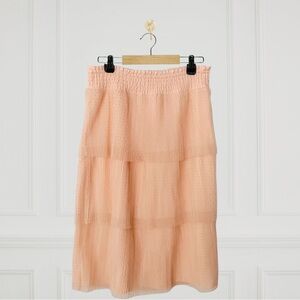 DR2 l Peach Swiss Dot Tiered Midi Skirt NWT l Size Large